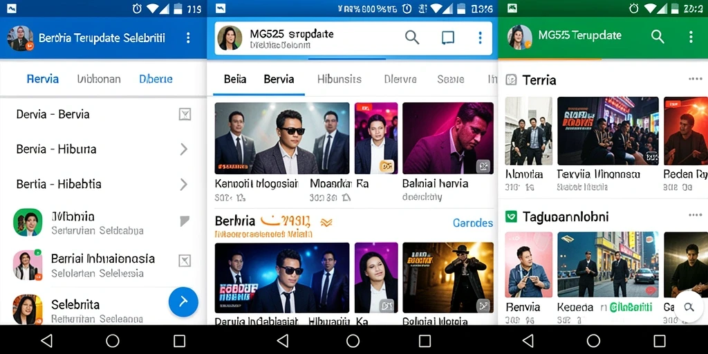 Antarmuka pengguna aplikasi Hiburan Selebriti MG525 yang menarik.
