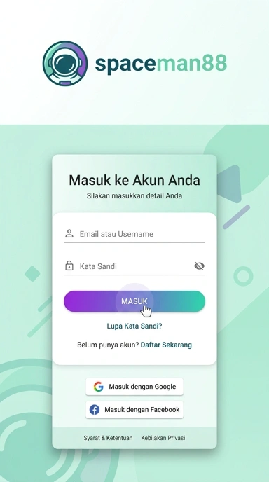 Tampilan halaman login spaceman88