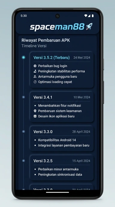Tampilan riwayat versi spaceman88